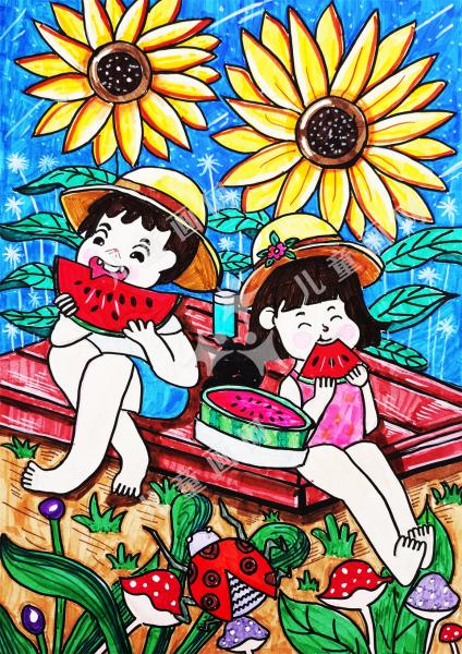 夏天的夜晚创意画