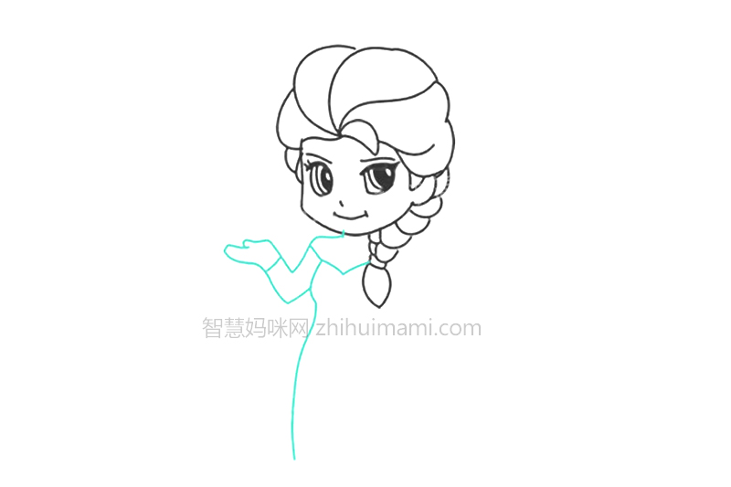 冰雪奇缘 艾莎公主简笔画教程-图5