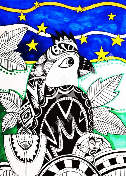 动物儿童绘画-鹦鹉