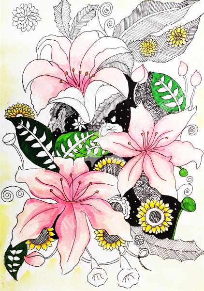 百合花香儿童画欣赏