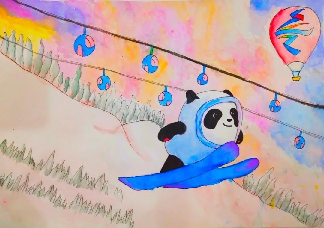 冰雪运动主题儿童绘画作品欣赏-图2