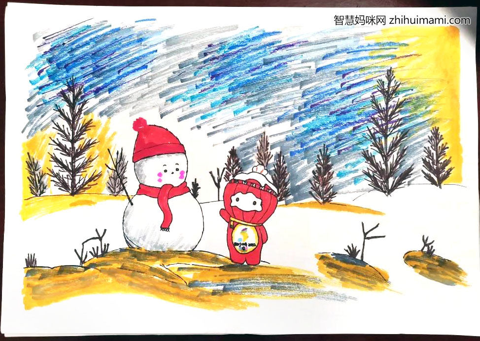 喜迎冬奥儿童绘画一等奖-图1