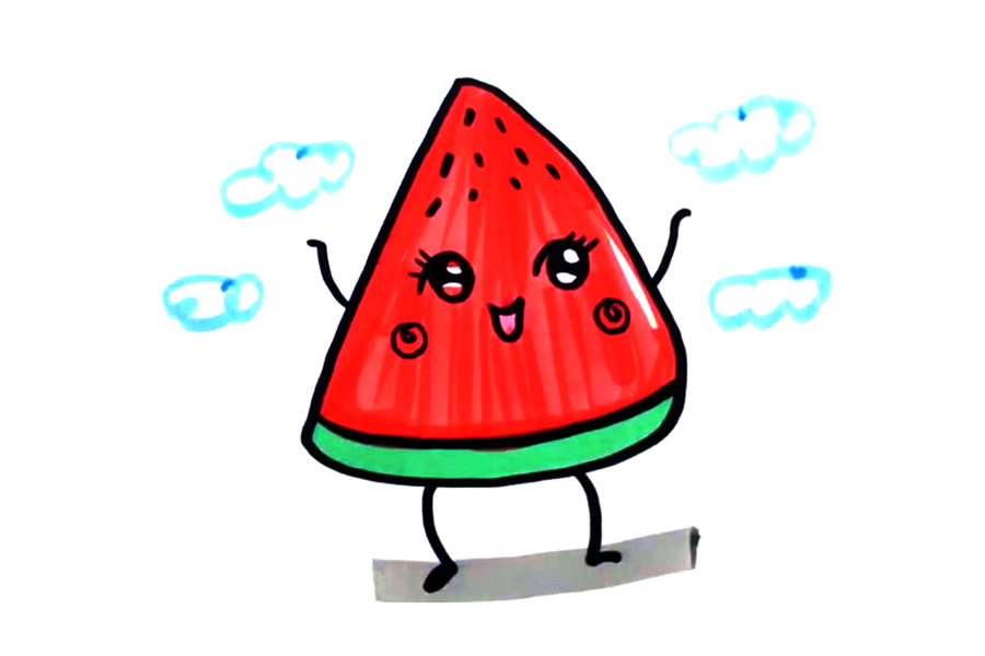 卡通西瓜怎么画