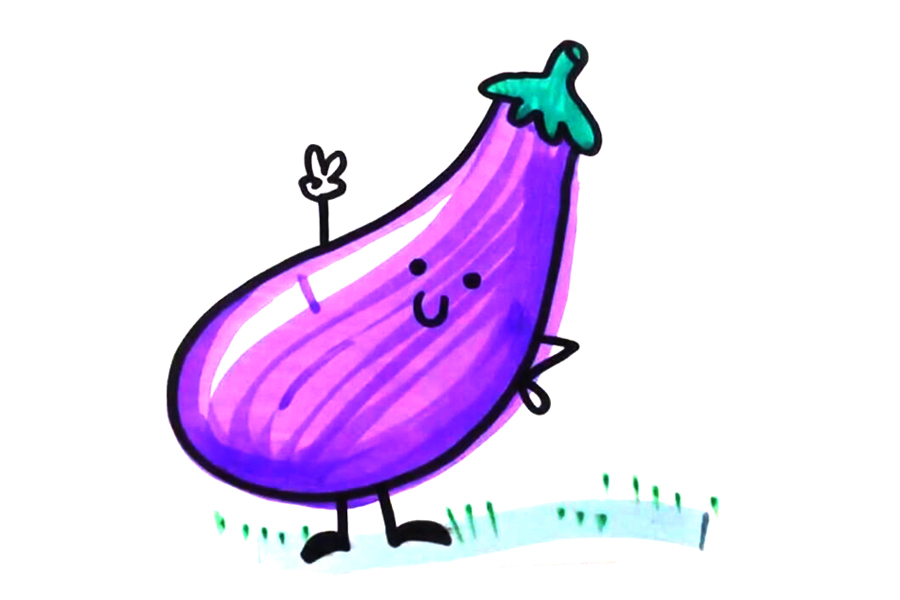 可爱茄子怎么画