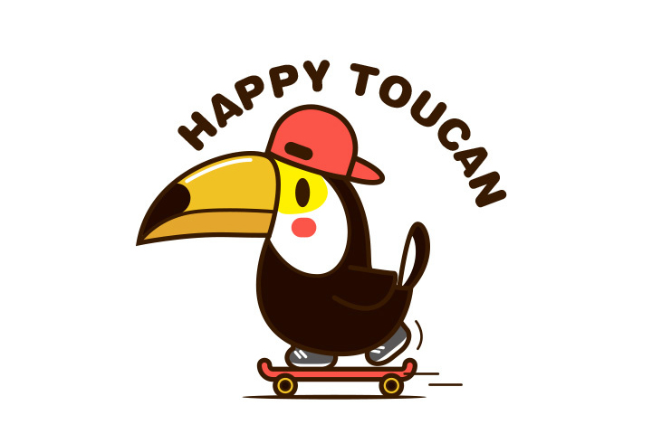 步骤3：玩滑板车的大嘴鸟