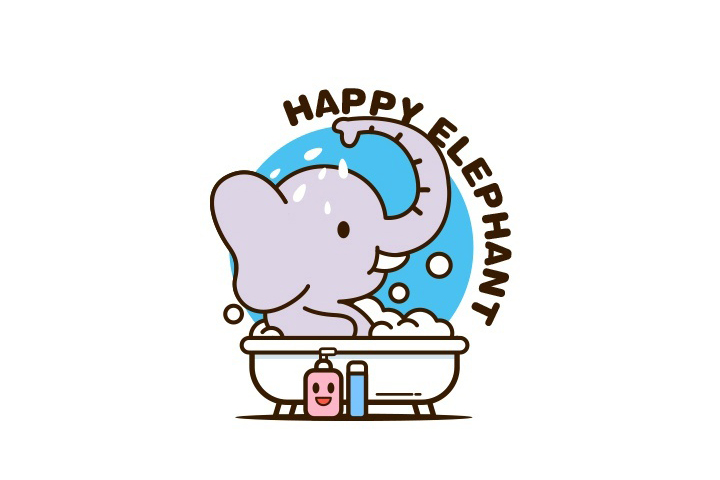 步骤2：洗澡的大象