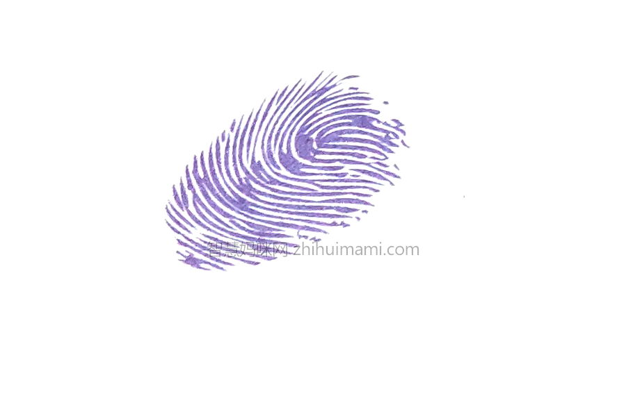 步骤1：用大拇指蘸取颜料，斜着印在画纸上。