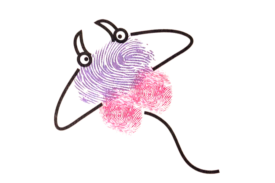 学画简单的鳐鱼手指画