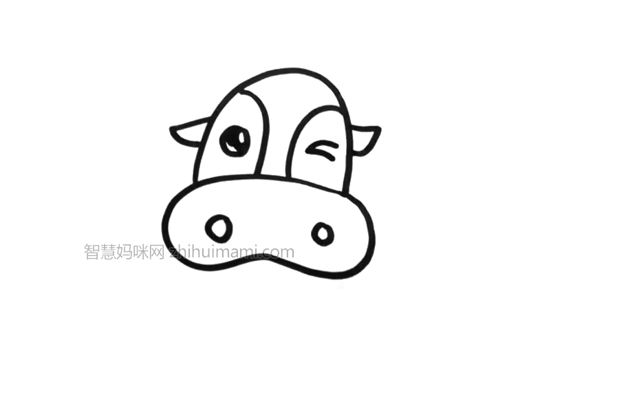 可爱老黄牛简笔画画法步骤-图2