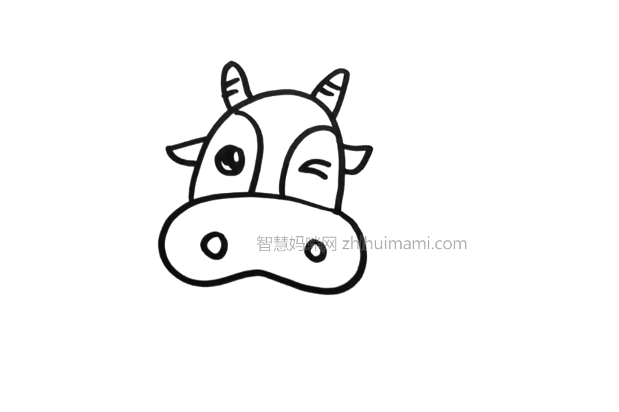 可爱老黄牛简笔画画法步骤-图3