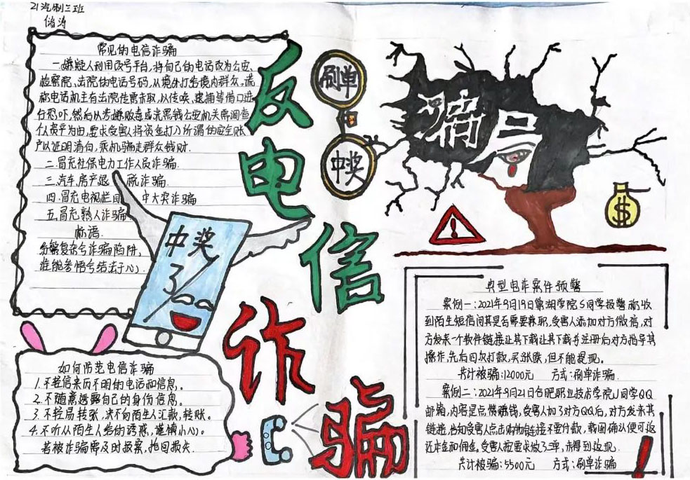 五年级“反诈防骗”主题手抄报-图6