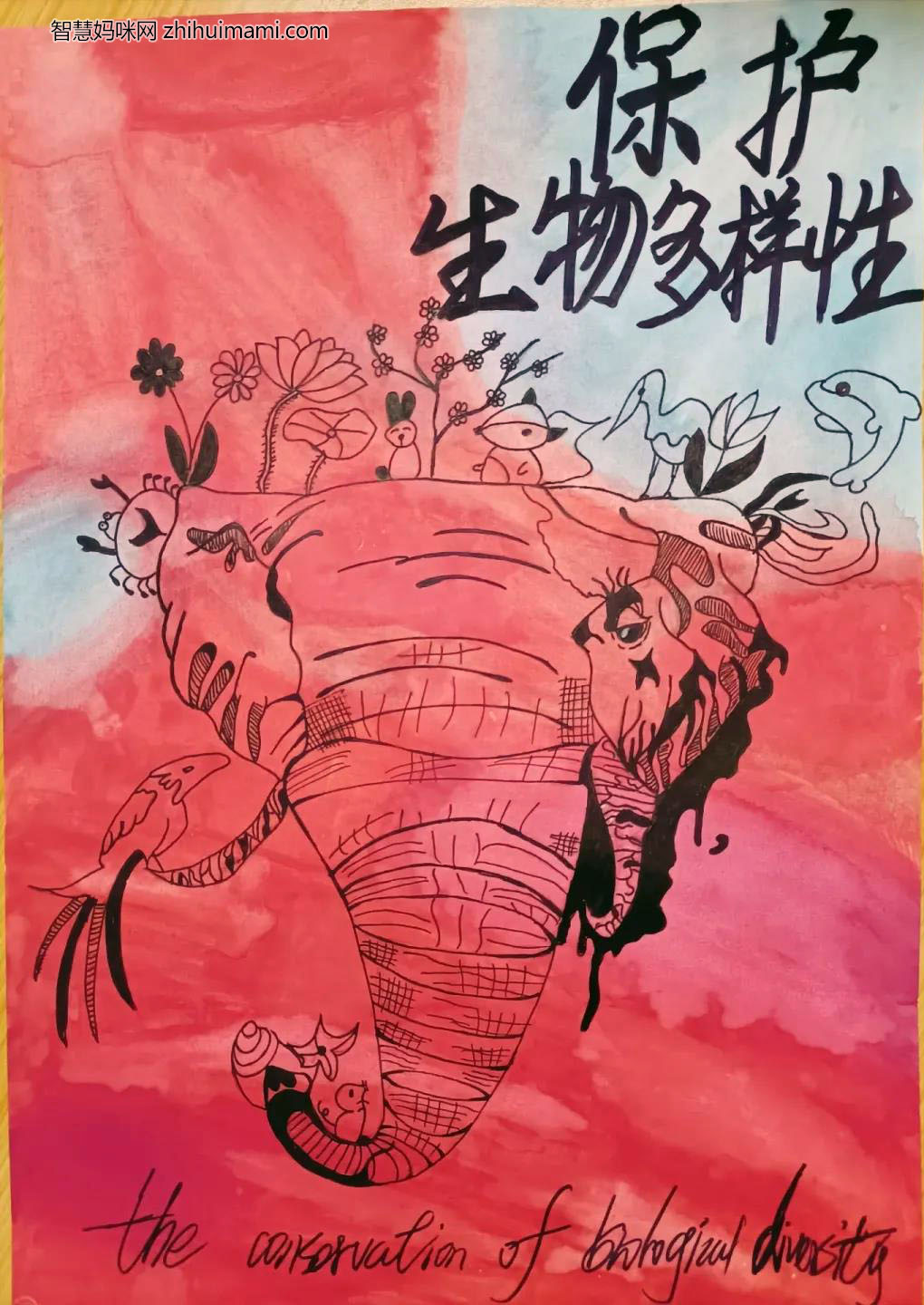 生物多样性保护主题绘画作品-图1