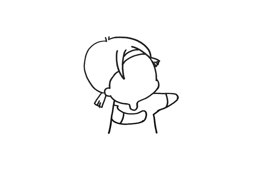 射箭小女孩简笔画教程-图2