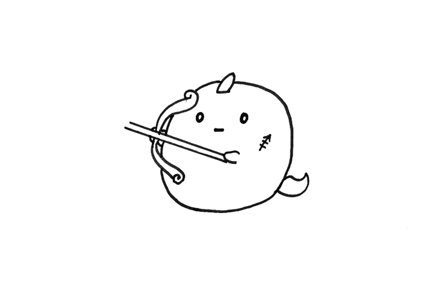 可爱卡通射手座简笔画教程-图2