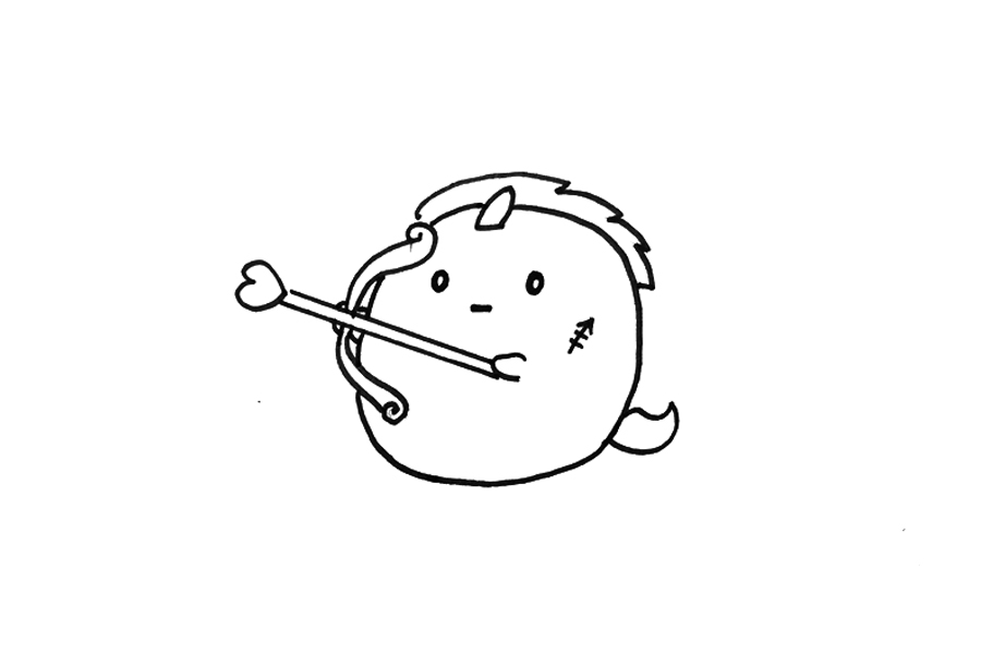 可爱卡通射手座简笔画教程-图3