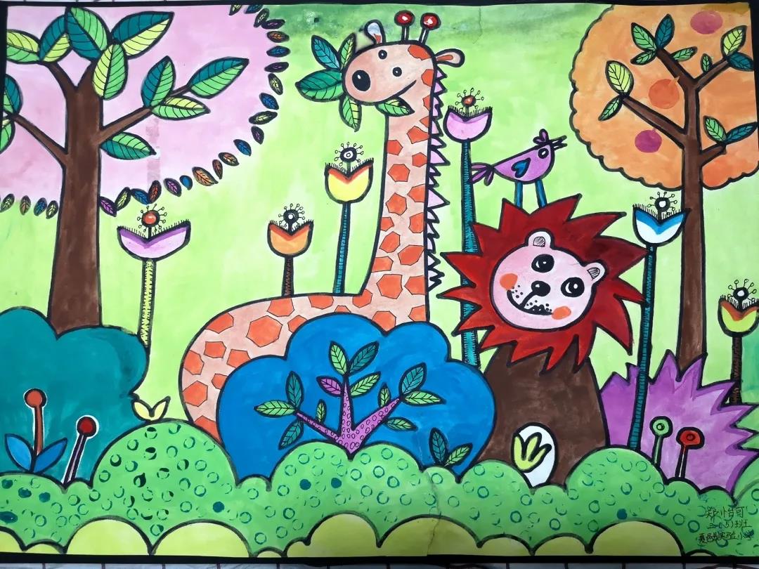 美好家园儿童画作品