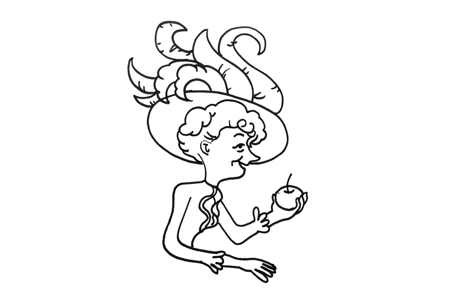 苹果树上的外婆简笔画-图3