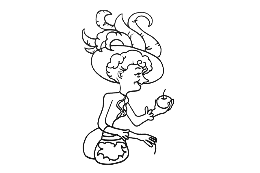 苹果树上的外婆简笔画-图4