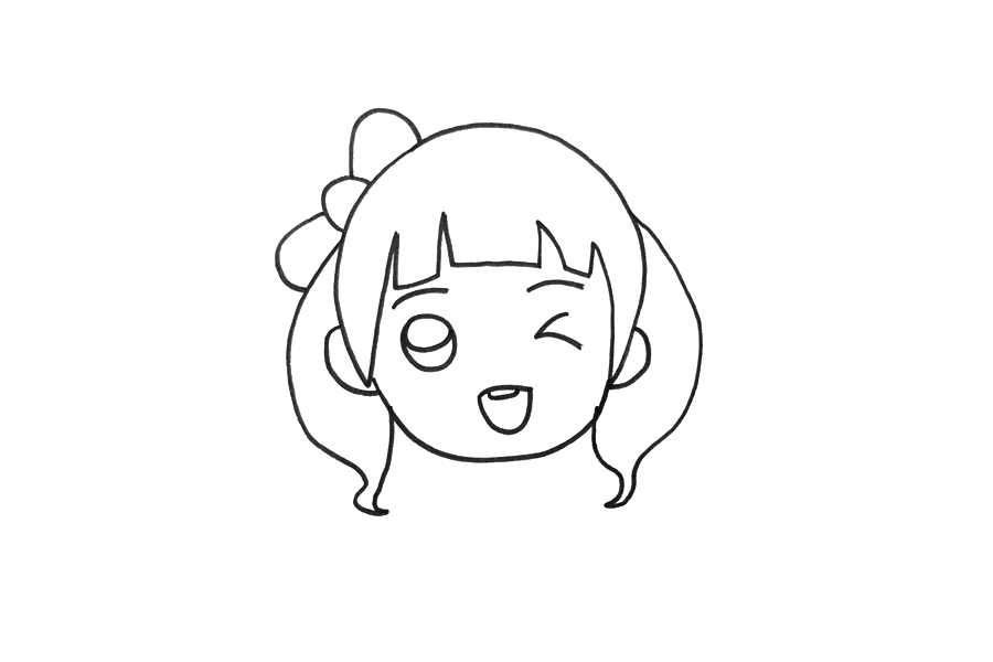 调皮可爱小女孩简笔画教程-图1