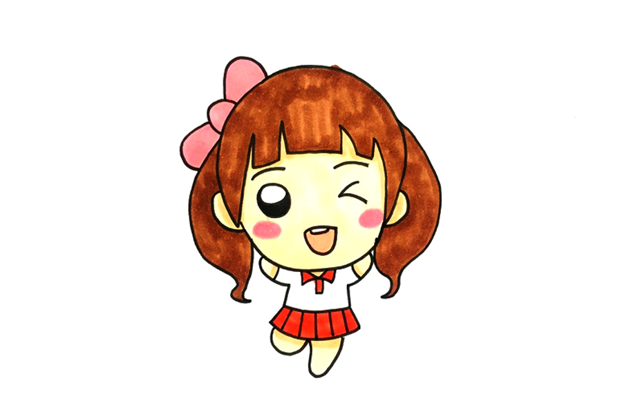 调皮可爱小女孩简笔画教程