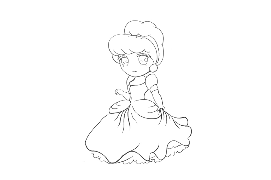 漂亮的灰姑娘简笔画画法教程-图4