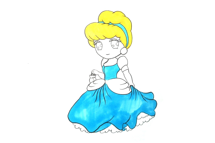 漂亮的灰姑娘简笔画画法教程-图5