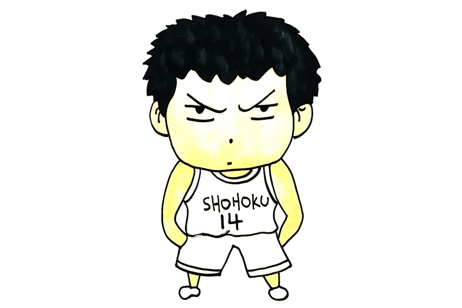 灌篮高手三井寿简笔画画法步骤-图5