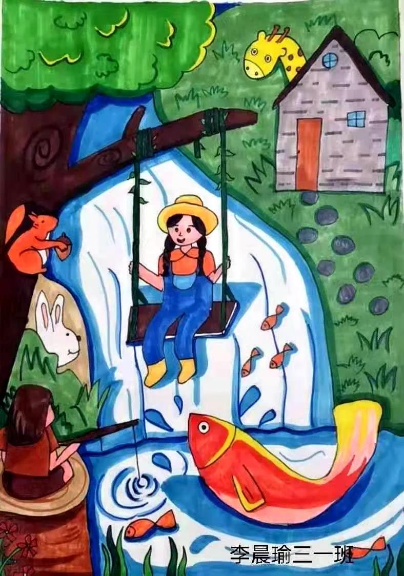 幸福家园创意绘画作品