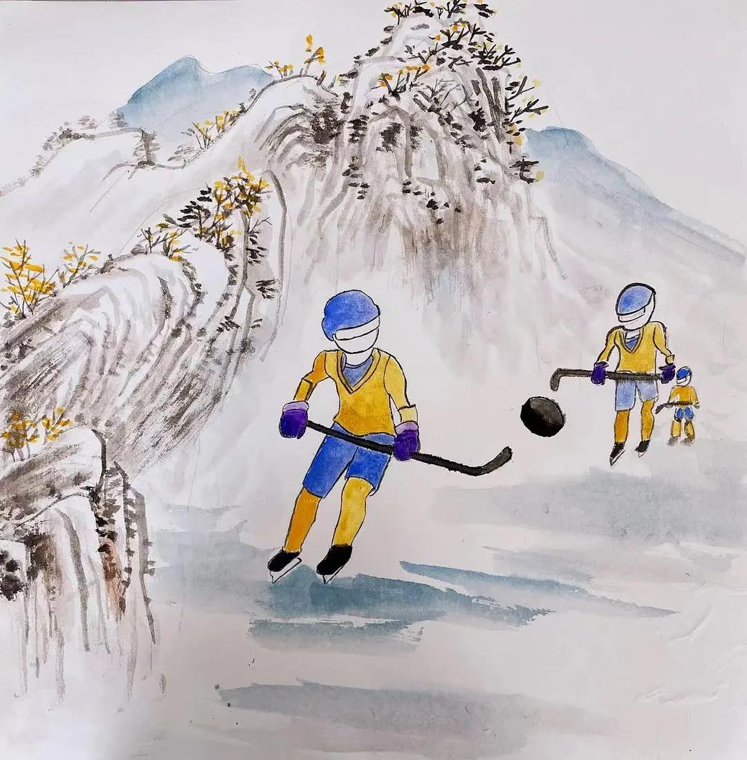“冰雪情 冬奥梦”主题绘画作品-图1