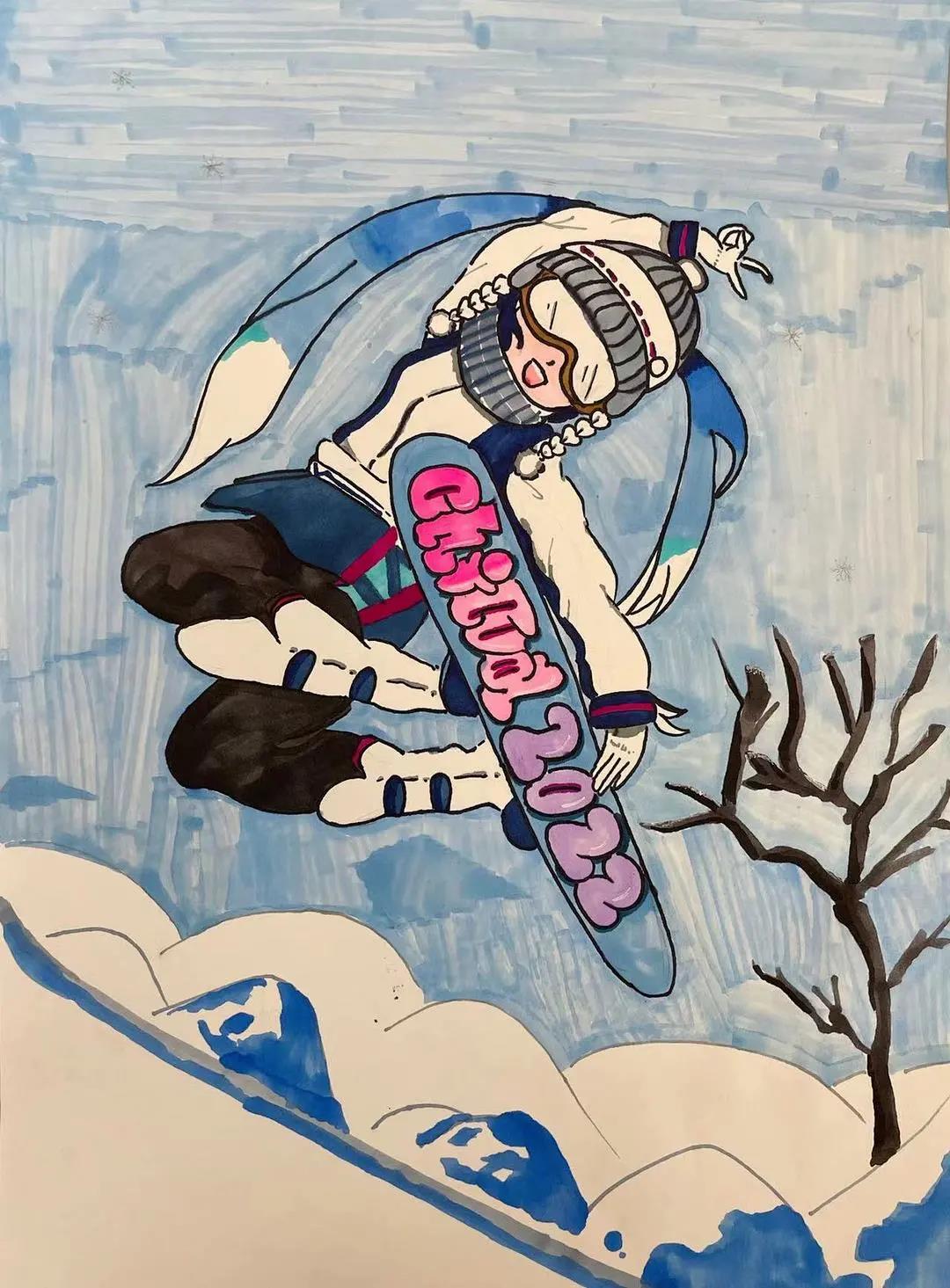 “冰雪情 冬奥梦”主题绘画作品-图2