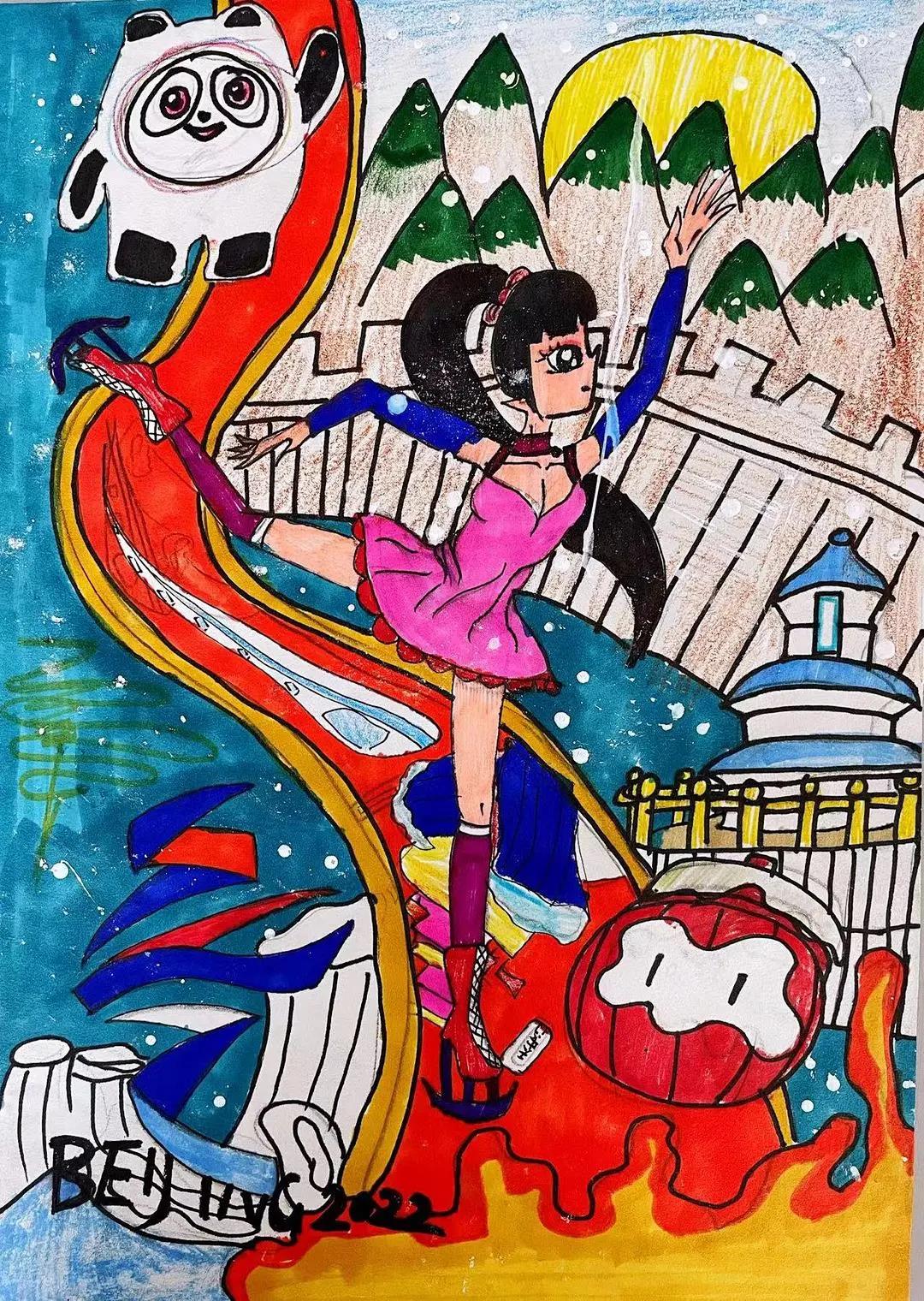 “冰雪情 冬奥梦”主题绘画作品-图10