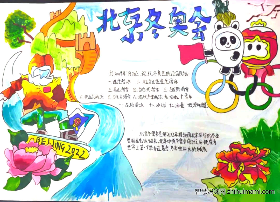 北京2022冬奥会手抄报绘画简单-图1