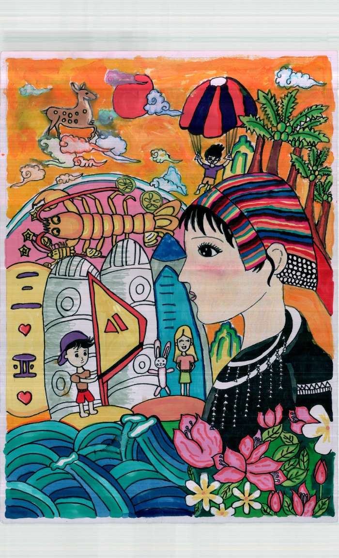 美丽的三亚儿童画绘画-图2