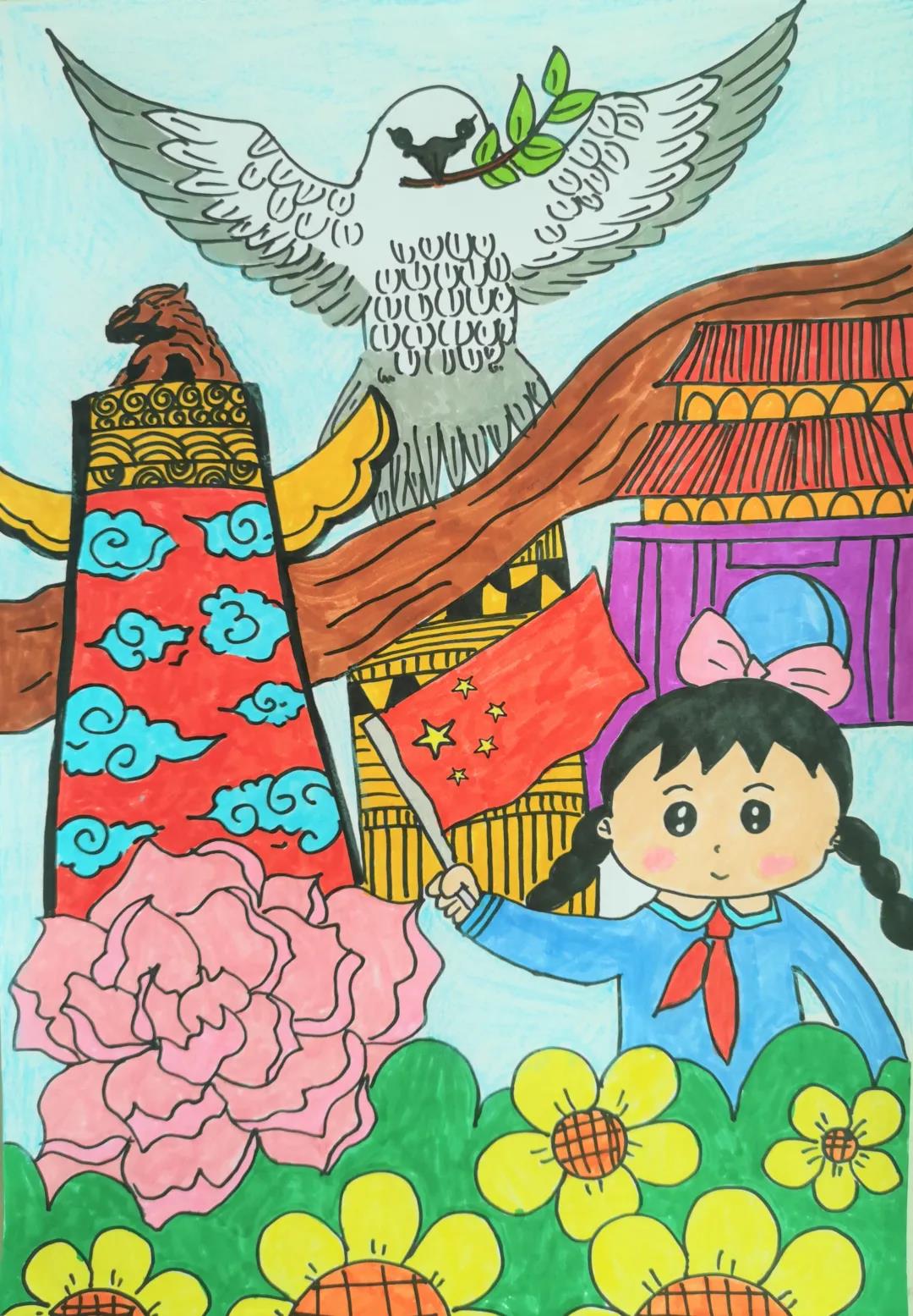 少年强则国强儿童画作品-图1