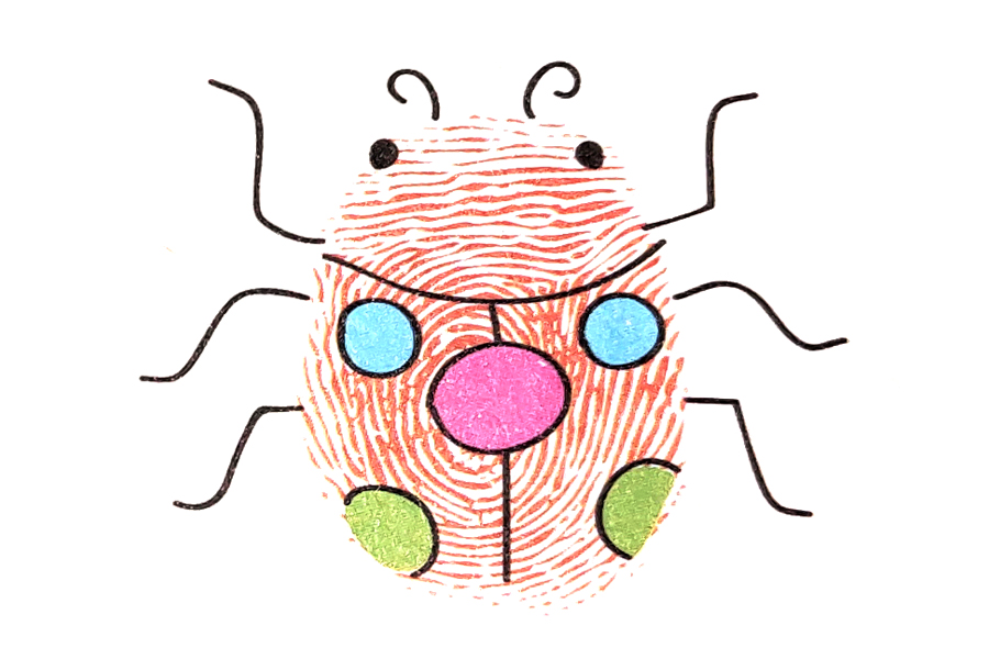 一步一步学画简单的瓢虫手指画