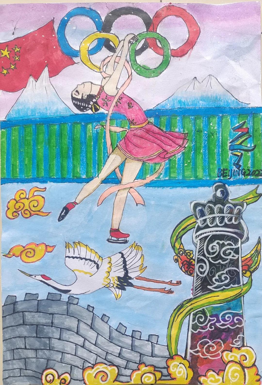 冬奥加油儿童画-图1