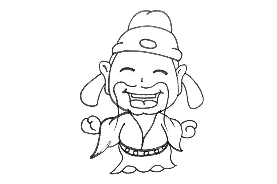 卡通版古代诗人简笔画画法步骤-图4