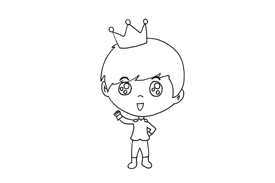 帅气的王子简笔画画法步骤-图3