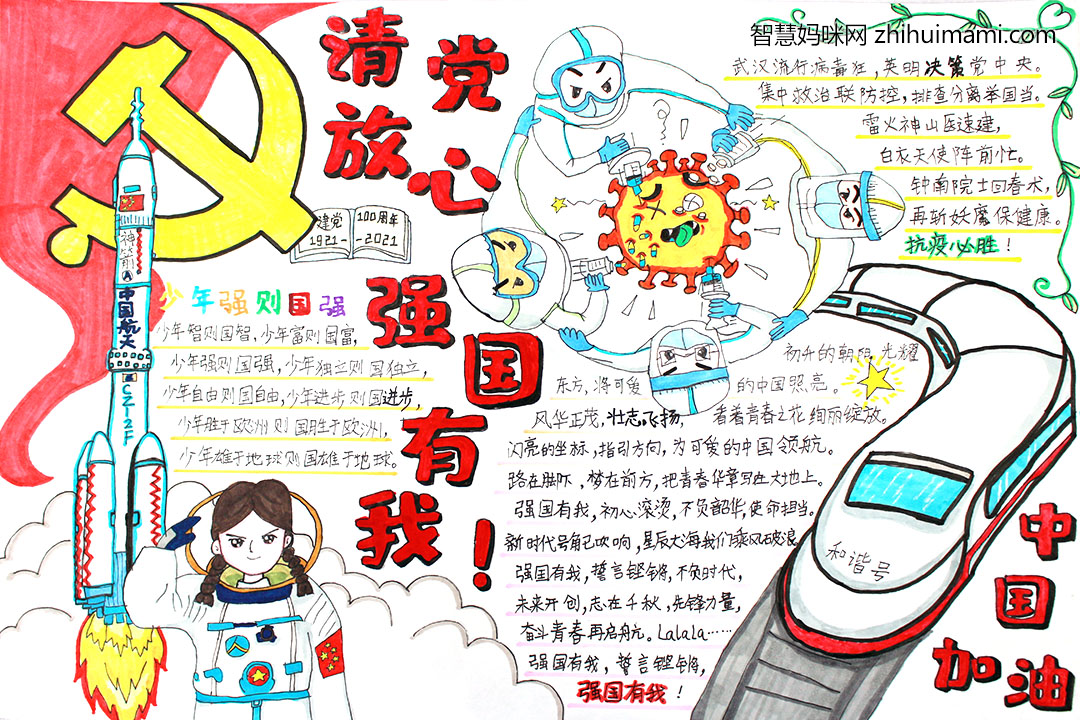 六年级请党放心强国有我手抄报图片-图4