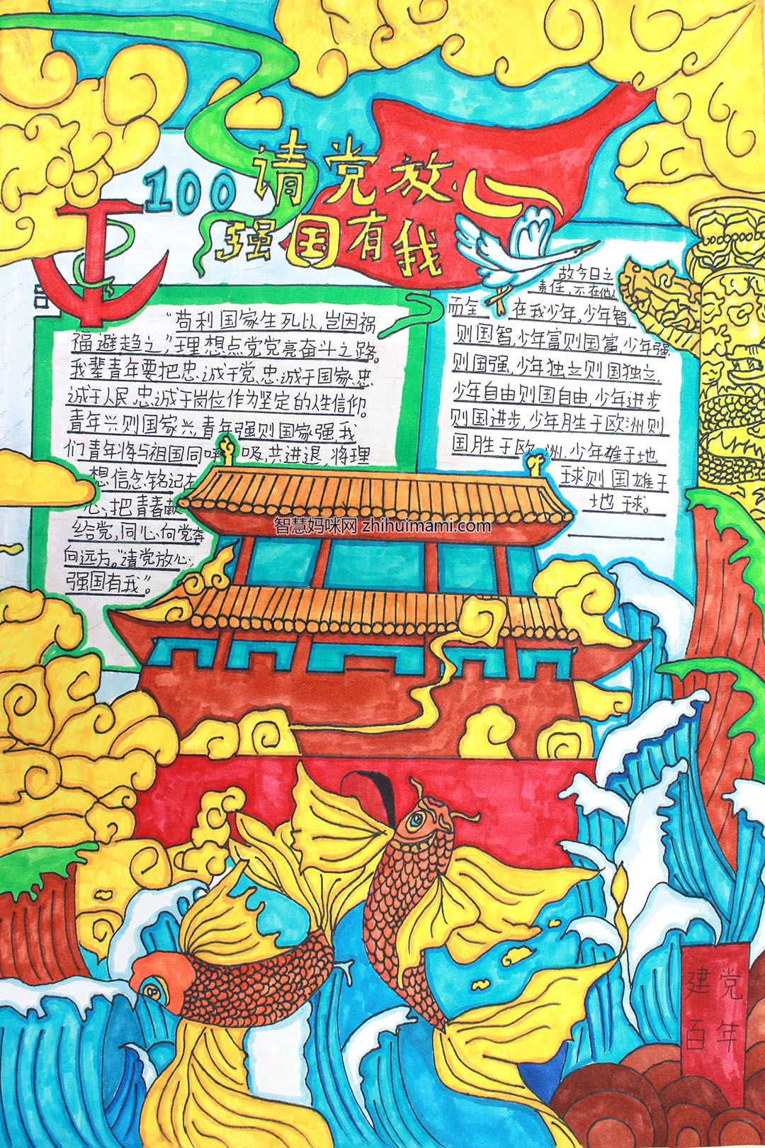 请党放心强国有我手抄报（A3竖版）-图2