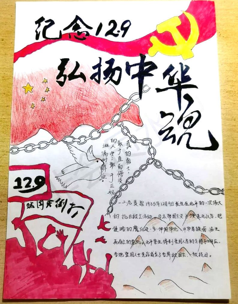 纪念一二九爱国运动主题手抄报-图5