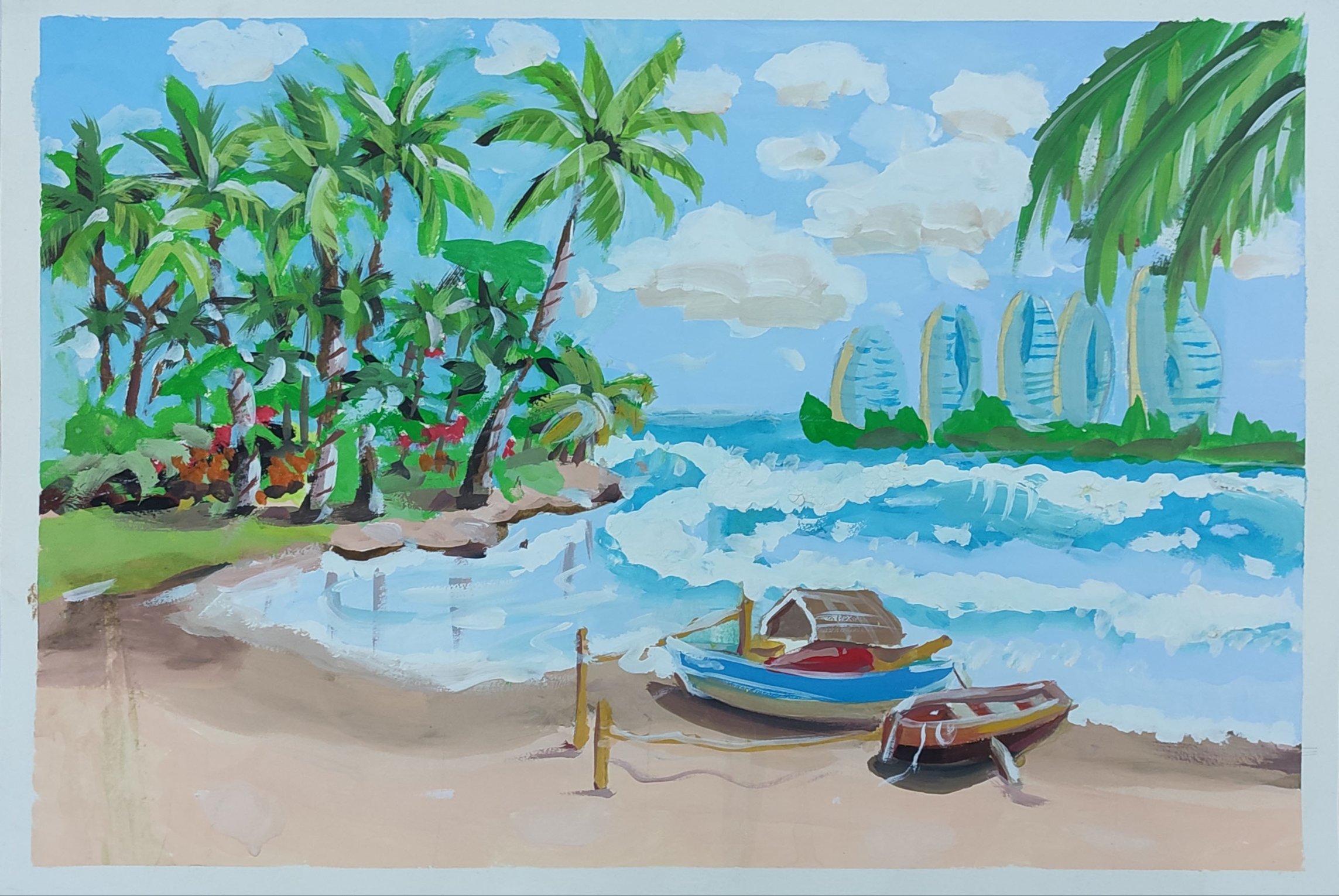 步骤5：浪花飞溅