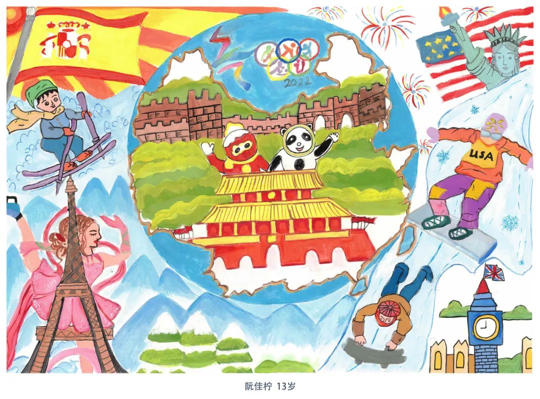 北京冬奥会主题绘画一等奖-图3