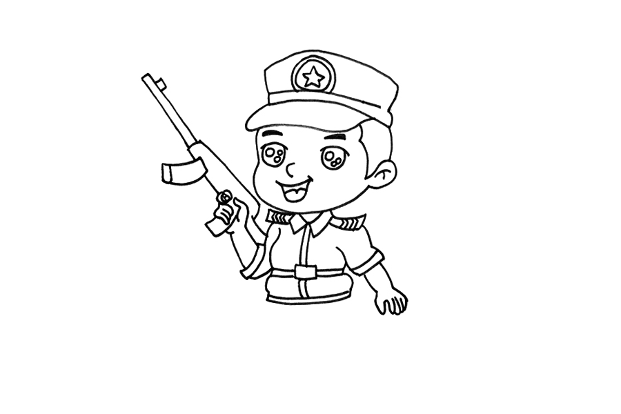 特种兵简笔画步骤-图3