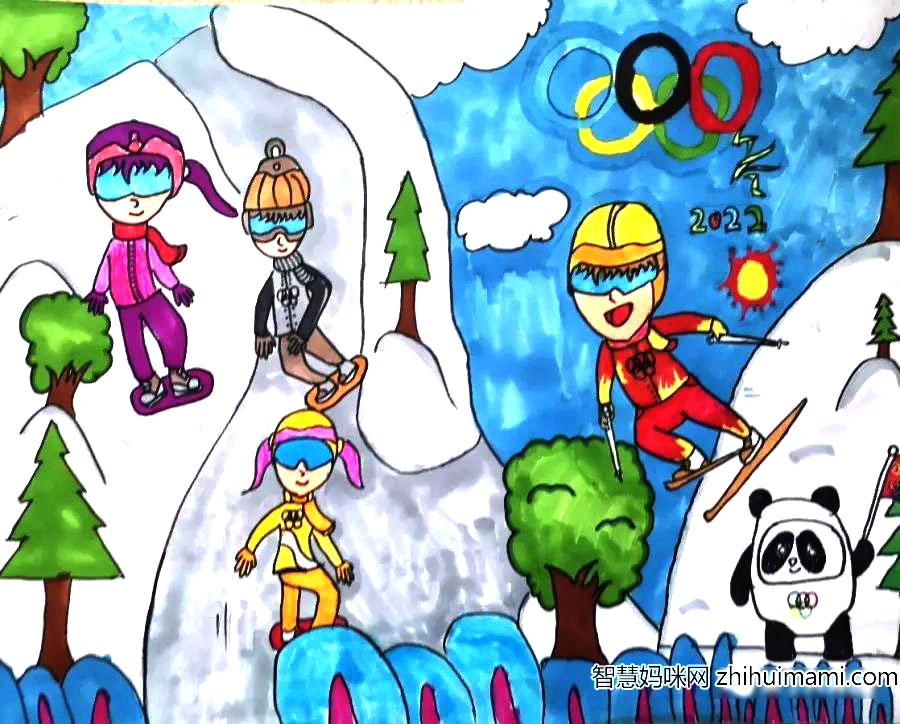 冬奥会主题儿童画