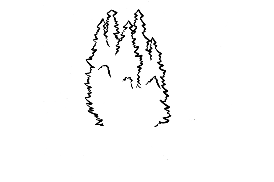 树林深处的小木屋风景简笔画教程-图4