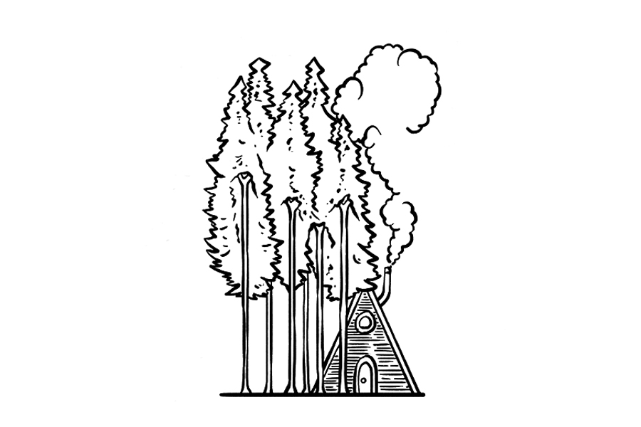 树林深处的小木屋风景简笔画教程-图8