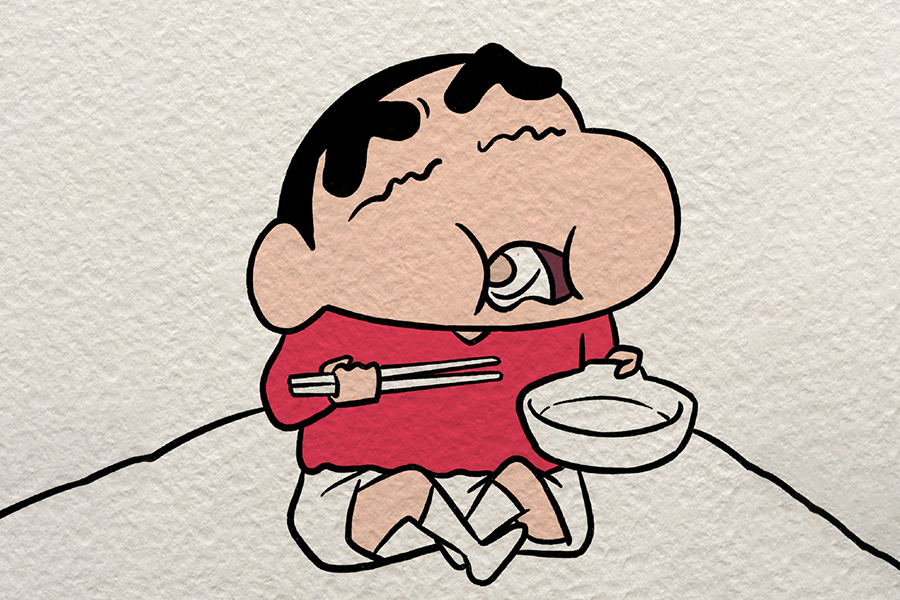 蜡笔小新吃年糕汤简笔画教程-图6