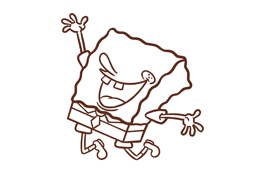 开心的海绵宝宝简笔画教程-图5