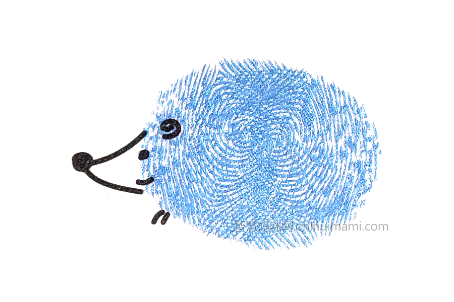 步骤3：画上刺猬的头部。